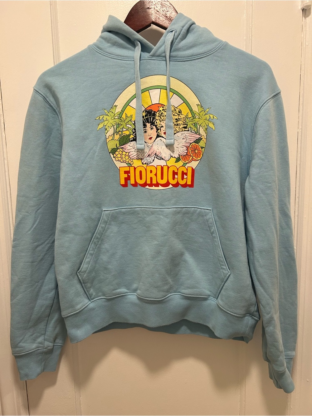 Fiorucci Light Blue Graphic Hoodie size S